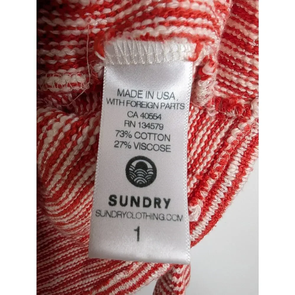 Sundry Striped Sea Sun Salt Embroidered Coastal Hooded Sweater